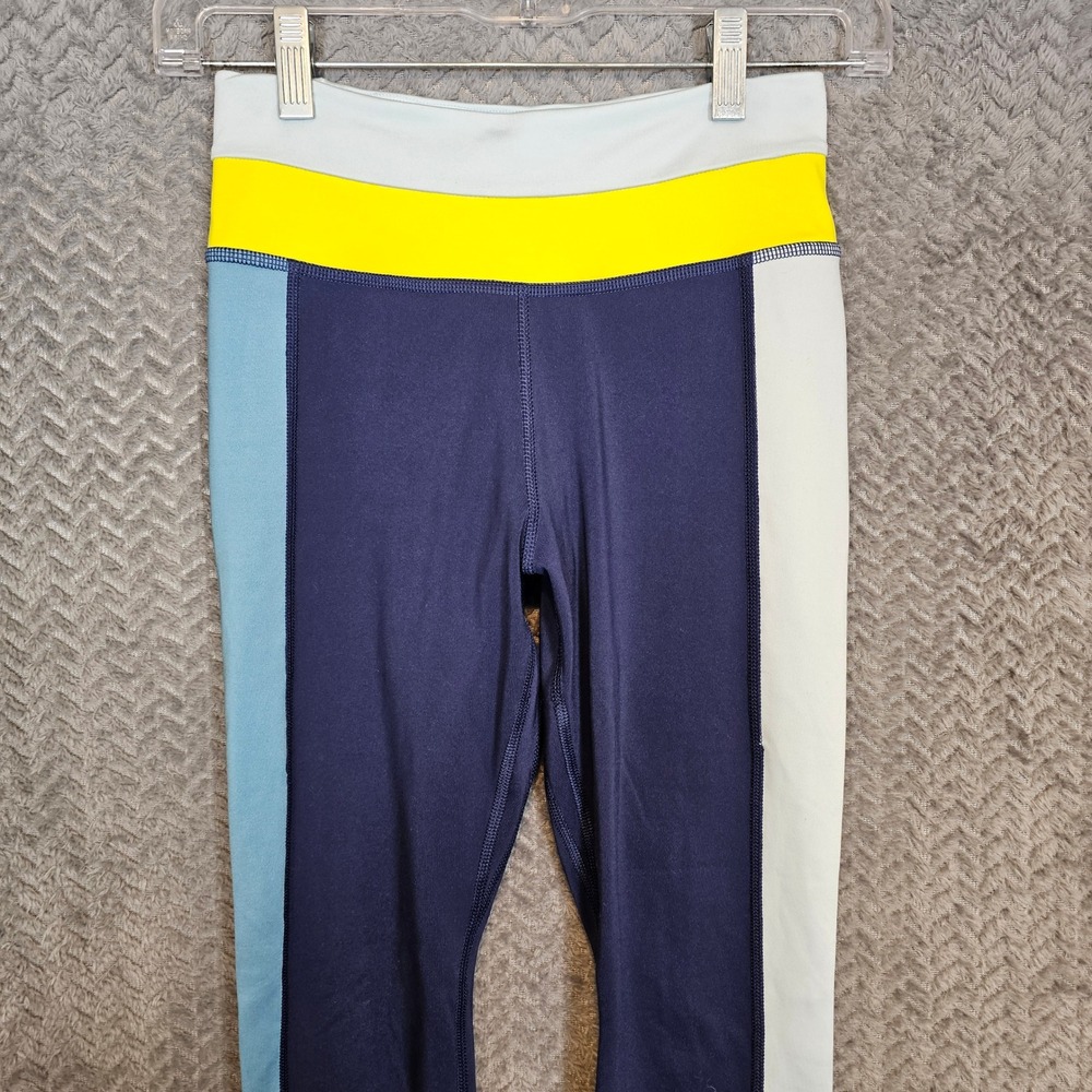 Nike Dri-FIT Womens Colorblock Leggings‎ Navy Blue Yellow Athletic Tights Small - Picture 5 of 11